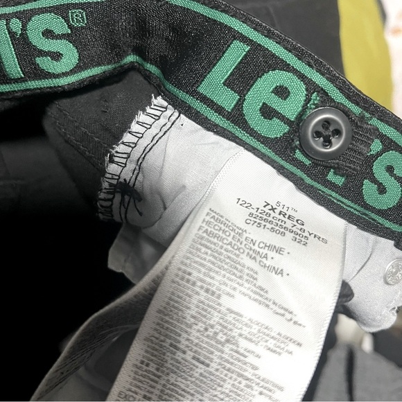 Levi’s 511 Slim Fit Eco Performance Boys Black Jeans Size 7 X Regular Adj Waist - Picture 8 of 11